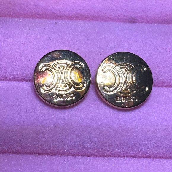 Celine Gold Macadam Triomphe Buttons turned into Studs - Picture 14 of 15